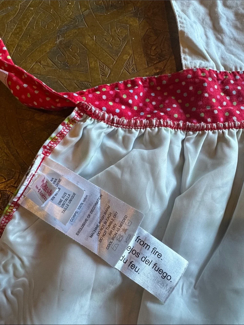 American Girl White and Pink Bib-Style Dress with Woodland Print